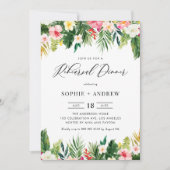 Tropische bloemen en grijze repetitie kaart (Voorkant)