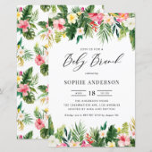 Tropische bloemen en groen Baby Brunch Uitnodigen (Voorkant / Achterkant)