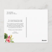 Tropische bloemen en groen bruiloft dank u briefkaart (Achterkant)