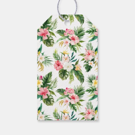 Tropische bloemen en groen bruiloft dank u cadeaulabel (Achterkant)