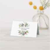 Tropische Bloemen en Groen Bruiloft Plaats Kaart Plaatskaartje (Achterkant)