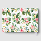 Tropische bloemen en groen Lijst zomerbruiloft Gastenboek (Achterkant)