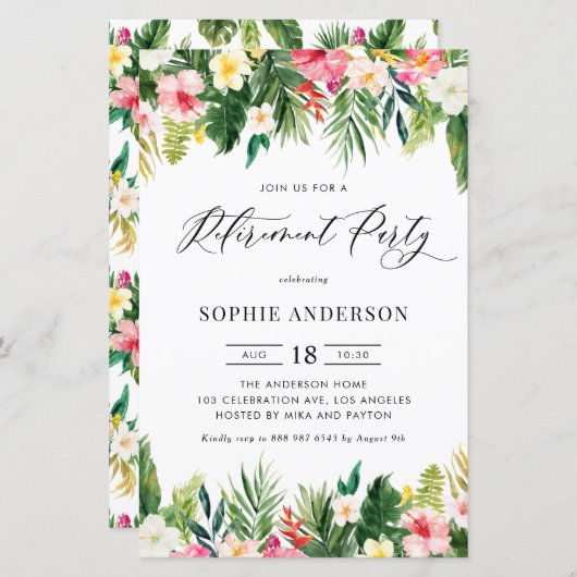 Tropische bloemen en groen pensioen partij (Voorkant / Achterkant)