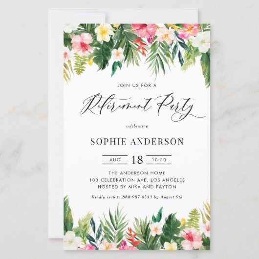 Tropische bloemen en groen pensioen partij (Voorkant)