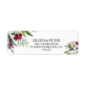 Tropische Bloemen en Groen Retouradreslabel Etiket (Voorkant)