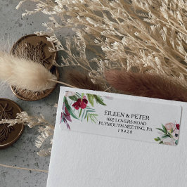 Tropische Bloemen en Groen Retouradreslabel Etiket