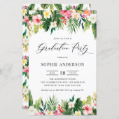 Tropische bloemen en groen verjaardag uitnodiging (Voorkant / Achterkant)