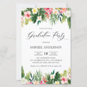 Tropische bloemen en groen verjaardag uitnodiging (Voorkant)