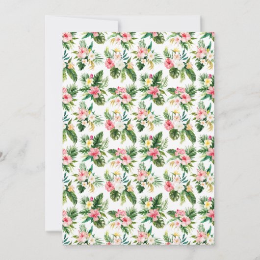 Tropische bloemen en groen zomer bruids brunch kaart (Achterkant)