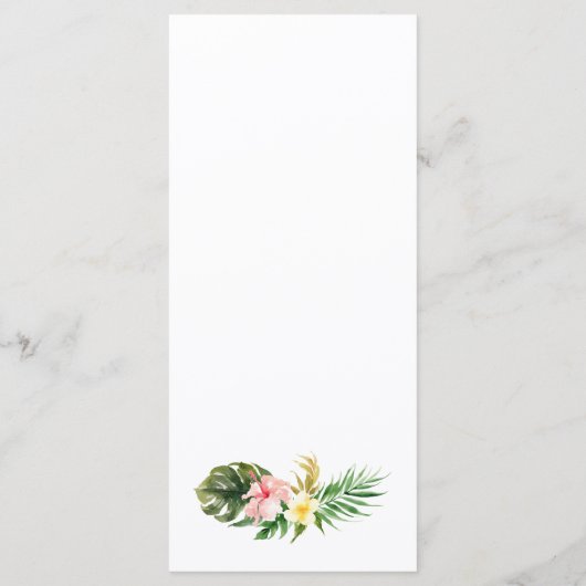 Tropische bloemen en groen zomer bruiloft menu (Achterkant)
