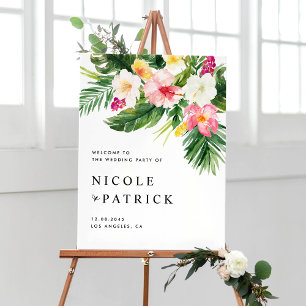 Tropische bloemen en groen zomer bruiloft poster