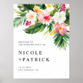 Tropische bloemen en groen zomer bruiloft poster (Voorkant)
