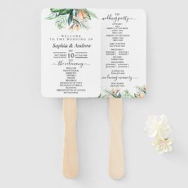 Tropische bloemen en groene bladeren Reeks ventila Handwaaier