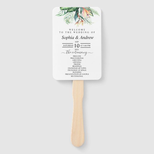 Tropische bloemen en groene bladeren Reeks ventila Handwaaier (Voorkant)