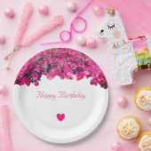 Tropische bloemen en hart Birthday Papieren Bordje (Feest)