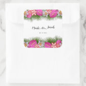 Tropische bloemen en kalligrafie van palmbladeren vierkante sticker (Tas)