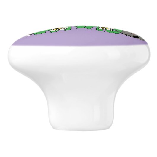 Tropische bloemen en kawaii katten keramische knop (Zijkant)