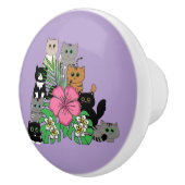Tropische bloemen en kawaii katten keramische knop (Rechts)