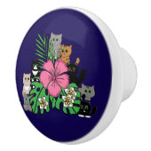 Tropische bloemen en kawaii katten keramische knop (Rechts)