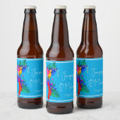 Tropische bloemen en kleurrijke papegaai bier etiket (Flessen)