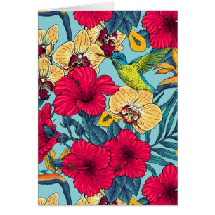 Tropische Bloemen en Kolibrie - Zomer Botanica
