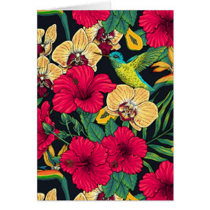 Tropische bloemen en kolibrie - Zomer Botanica