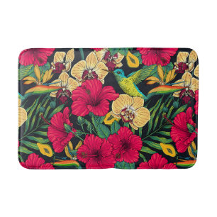 Tropische bloemen en kolibrie - Zomer Botanica Badmat