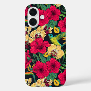 Tropische bloemen en kolibrie - Zomer Botanica iPhone 16 Hoesje