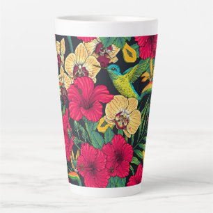 Tropische bloemen en kolibrie - Zomer Botanica Latte Mok