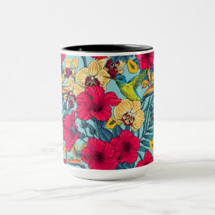 Tropische bloemen en kolibrie - Zomer Botanica Mok