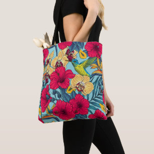 Tropische bloemen en kolibrie - Zomer Botanica Tote Bag