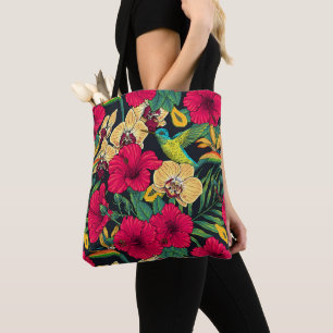 Tropische bloemen en kolibrie - Zomer Botanica Tote Bag