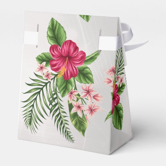 Tropische bloemen en lederen bruiloft voor voetbal bedankdoosjes (Achterkant)