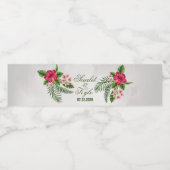 Tropische bloemen en lederen waterfleslabels waterfles etiket (Enkel label)