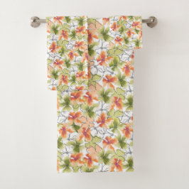 Tropische bloemen en lijnkunst bad handdoek