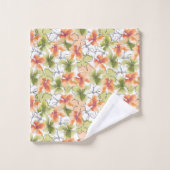 Tropische bloemen en lijnkunst bad handdoek (Wasdoekje)