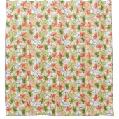 Tropische bloemen en lijnkunst douchegordijn (Voorkant)