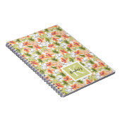 Tropische bloemen en lijnkunst monogrammed notitieboek (Rechterzijde)