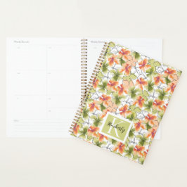 Tropische bloemen en lijnkunst monogrammed planner
