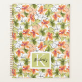 Tropische bloemen en lijnkunst monogrammed planner (Voorkant)