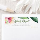 Tropische bloemen en palmbladeren Beach Seaside Etiket (Insitu)