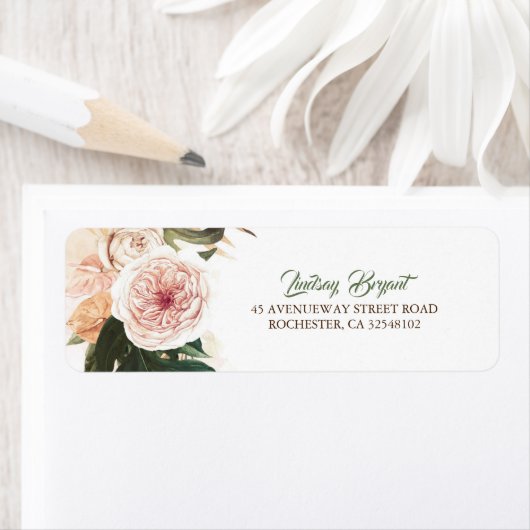 Tropische bloemen en palmbladeren etiket (Insitu)