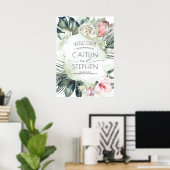 Tropische bloemen en palmbladeren poster (Thuiskantoor)