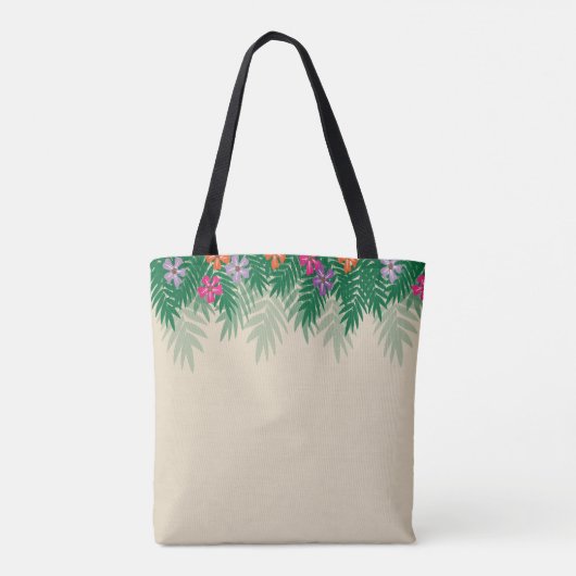 Tropische bloemen en palmtakken bruid tote bag (Achterkant)
