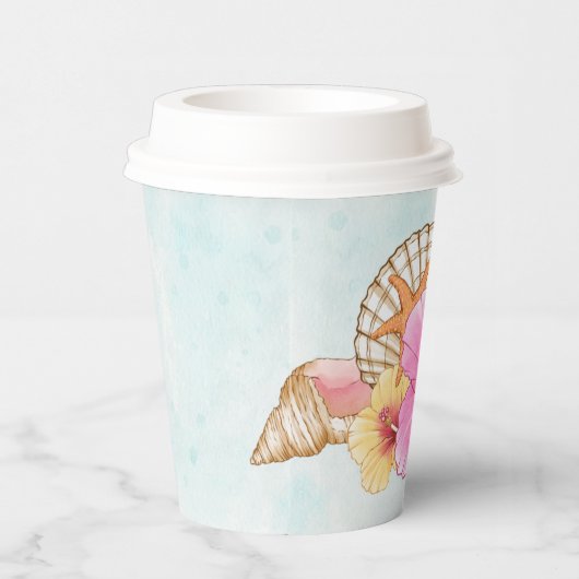 Tropische bloemen en planken | Zeemeermin Papieren Bekers (Rechts)