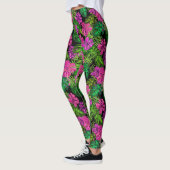 Tropische bloemen en planten op zwart leggings (Links)