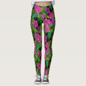 Tropische bloemen en planten op zwart leggings (Voorkant)