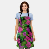 Tropische bloemen en planten op zwart schort (Gedragen)