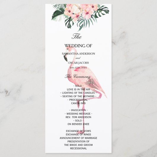 Tropische bloemen en roze flamingo Beauty Menu (Voorkant)