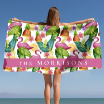 Tropische bloemen en Roze Flamingo Custom